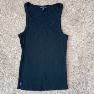 Ralph Lauren Tank Top Womens XL Black Purple Embroidered Pony Y2K Muscle Layer